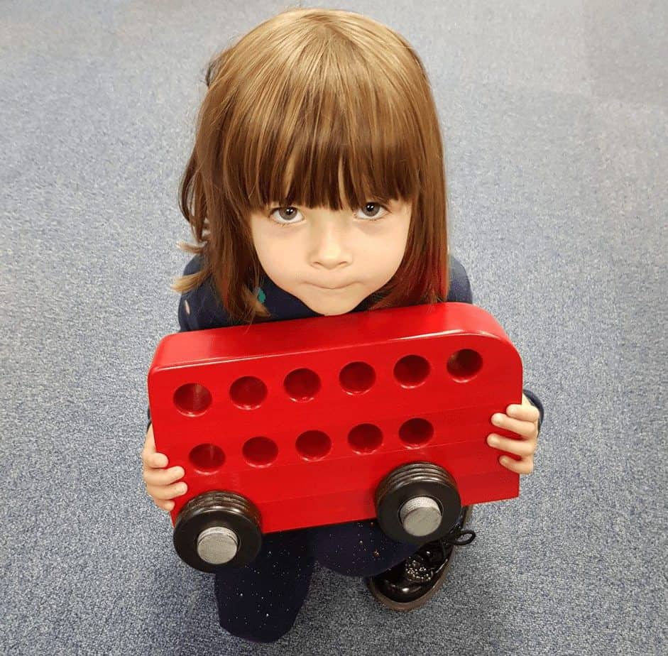 Red Wooden Toy Bus