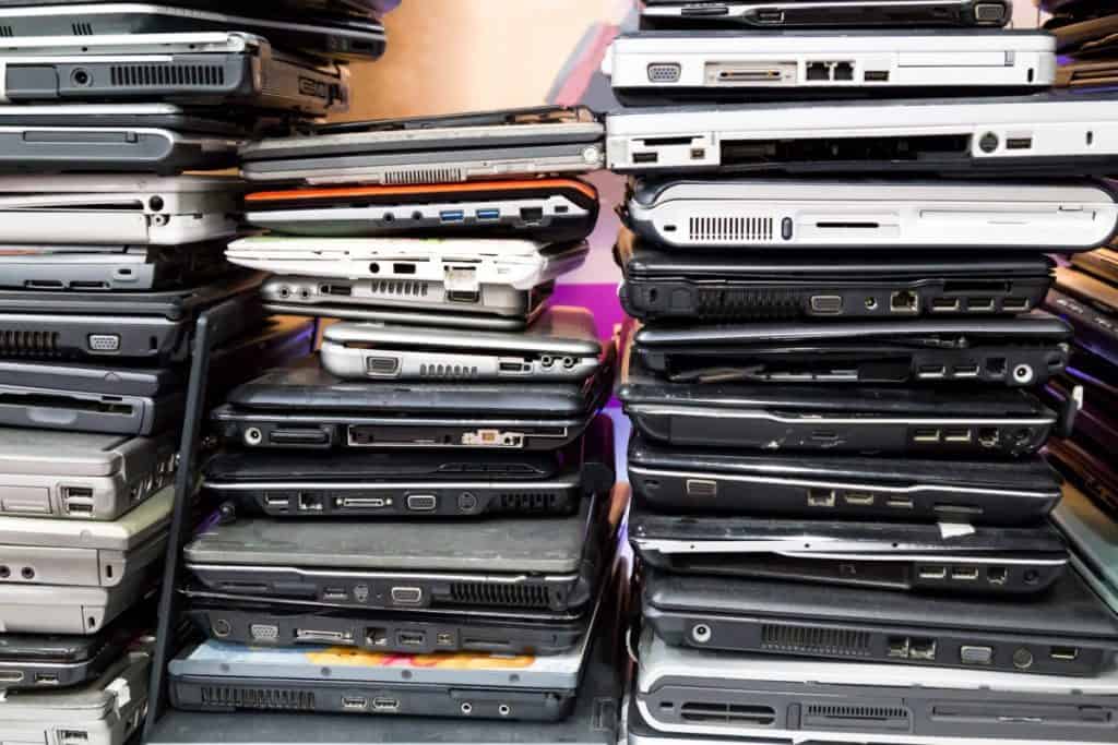 Laptops ready for recycling
